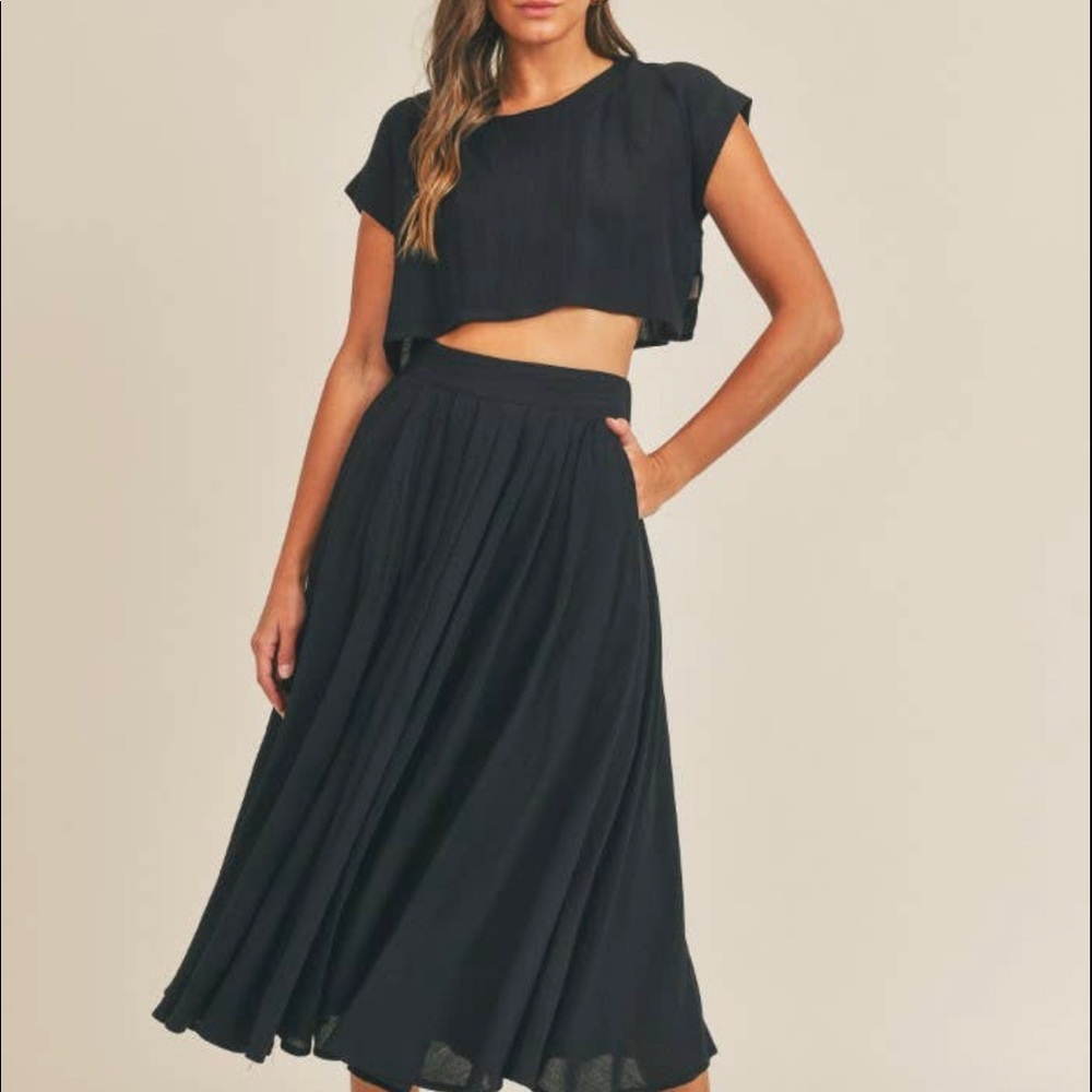 Two piece womens skirt and crop top